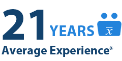 Average of 20+ years of experience Average of 20+ years of experience